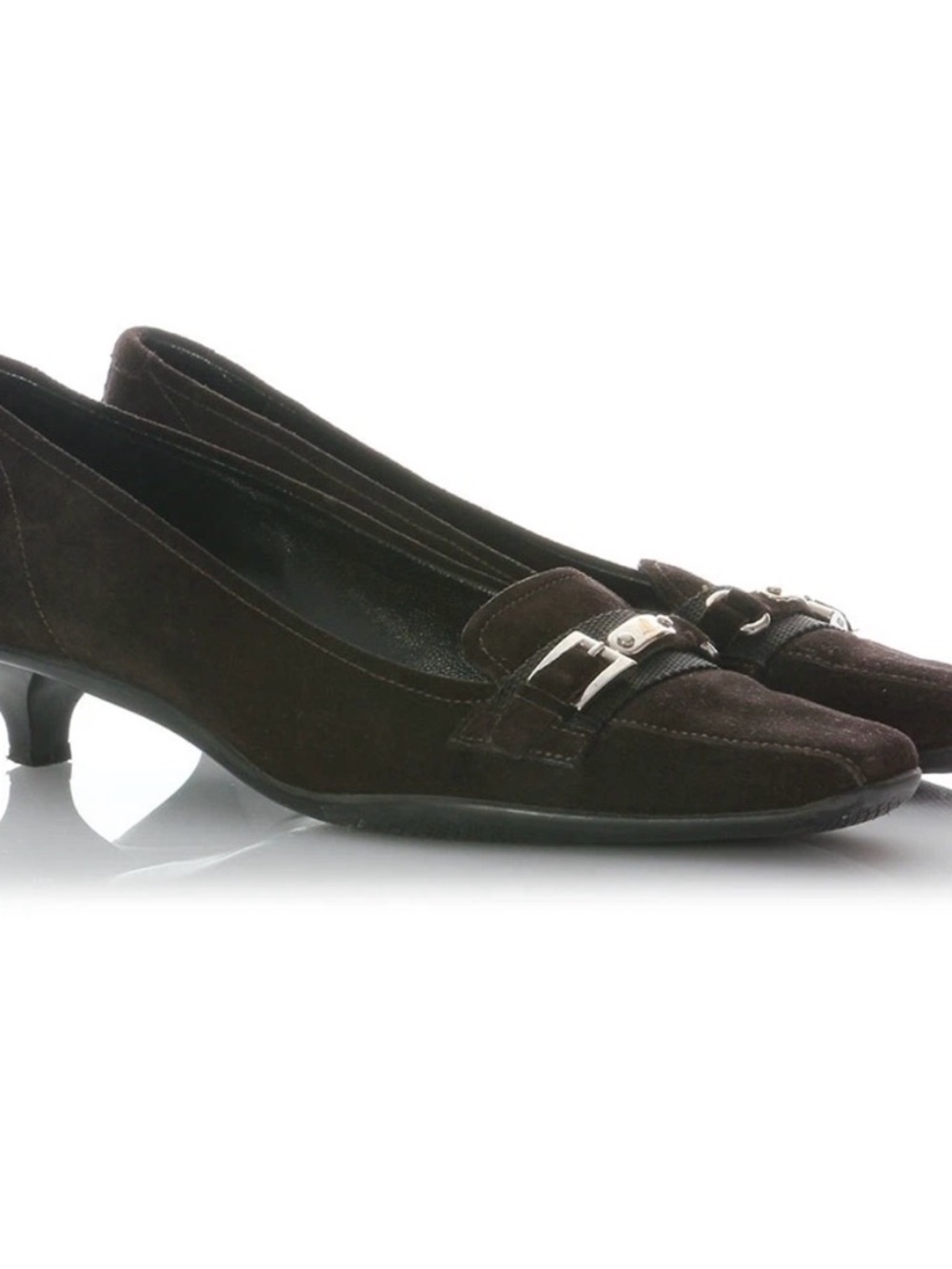 Prada Women’s Dark Brown Suede Kitten Heel Loafers